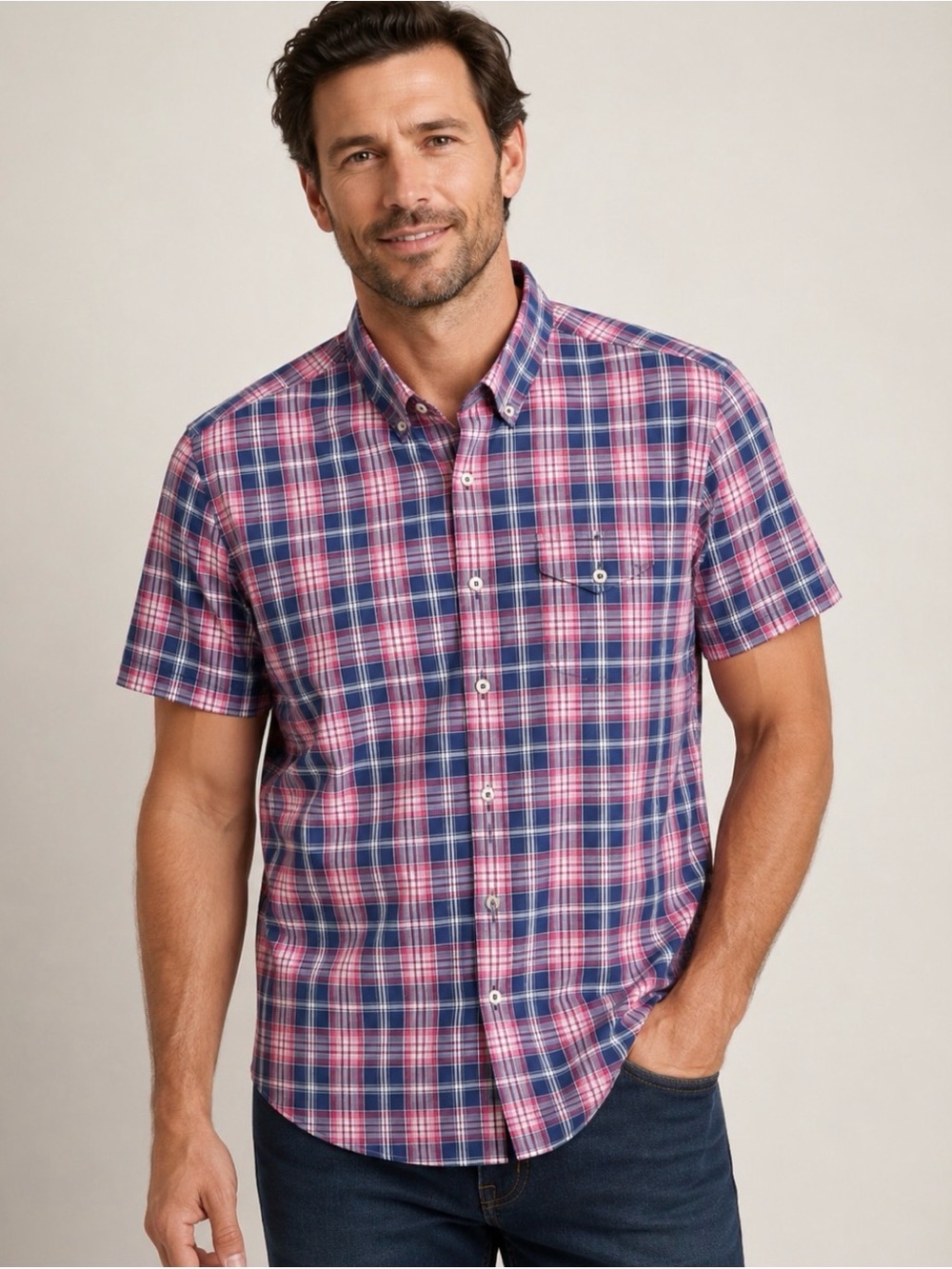 Tommy Bahama Mens XL Plaid Camp Shirt Short Sleeve Button Up